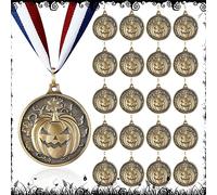 Tondiamo 20 Pcs Halloween Pumpkin Winner Medals 2" Halloween Awards Medals Participation Medals Award Medals with Neck Ribbon for Kids Adults Contest Prizes Fall Holiday Parties(Gold, 20 Pcs)