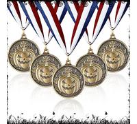 Tondiamo 20 Pcs Halloween Pumpkin Winner Medals 2" Halloween Awards Medals Participation Medals Award Medals with Neck Ribbon for Kids Adults Contest Prizes Fall Holiday Parties(Gold, 5 Pcs)