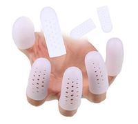 Tondiamo 20 Pieces Silicone Finger Cots Protectors Caps with Holes for Wound, Breathable Cots Finger Cover Sleeves for Cracking, Eczema, Trigger, Blisters, Corn, Broken Toe(White)