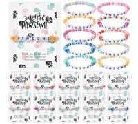 Tondiamo 20 Sets 2025 Vet Tech week Appreciation Gift Pawsome Beaded Stretchy Clay Bracelets with Appreciation Cards Paw Sign Bracelet Thank You Gift for Veterinarian Veterinary Assistant Coworkerc
