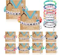 Tondiamo 20 Sets Nurses Appreciation Gifts Bulk Stackable Clay Bead Adjustable Bracelets with Thank You Card Healthcare Worker Gifts for Women Nurse Coworker Team Birthday Party (Nurse Practitioner)