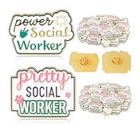 Tondiamo 24 Pack Social Worker Lapel Pins Set for Man Woman Pretty Social Worker Enamel Style Brooch Thank You Appreciation Gift for Office School Staff Recognition Event Favors, 12 Style