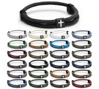 Tondiamo 24 Pcs Braided Cross Bracelet for Men Women Christian Adjustable Rope Jesus Bracelets with Metal Knot Christian Baptism Gifts for Women Men