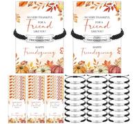 Tondiamo 24 Set Friendsgiving Bracelet Gift for Friends with Happy Friendsgiving Cards Thank You Party Thanksgiving Favors for Guests Autumn Fall Party Souvenir Gift