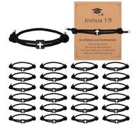 Tondiamo 24 Set Graduation Bracelets Set Bulk with Cards Bible Verses Happy Graduation Gifts Adjustable Braided Rope Cross Bracelet for Men Women