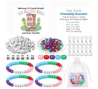 Tondiamo 24 Sets 4th Grade Back to School Gifts Friendship Bracelet Making Kit for Students Include Our Class is a Family Greeting Cards Beads Strings Bags DIY Kit for First Day of School Classroom