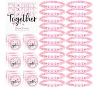 Tondiamo 24 Sets Breast Awareness Day Gifts Pink Ribbon Bracelets with Card Bulk 2025 Breast Cancer Awareness Wristband Polymer Clay Beaded Bracelets We Fight Together for Women Party Supply Favor