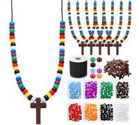 Tondiamo 24 Sets The Lord's Prayer Craft Necklace Kit Christian Faith Beaded Craft Eight Colors Beads DIY Necklace Jewelry Making Gifts for Home Activities