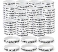 Tondiamo 240 Pcs Vbs 2026 Rubber Wristbands, Luminous Silicone Religious Bracelets with Scripture Words Glow Jesus Christian Gift for Missionaries Church Supplies (White)