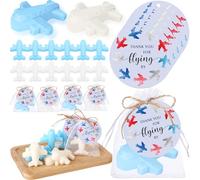 Tondiamo 25 Sets Airplane Soap Favor for Guests 25 Wedding Baby Shower Birthday Party Gift Adventure Travel Themed Gift Handmade Scented Soap 25 Thank You for Flying by Card with Bag and Twine
