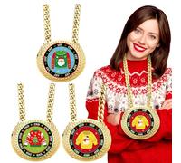 Tondiamo 3 Pieces Christmas Ugly Sweater Medals Champ Chain Trophy 6 x 5.25 Inches Jumbo Ugly Sweater Award 1st 2nd 3rd Ugly Sweater Prizes for Women Men Family Xmas Party Decoration Prize Gift