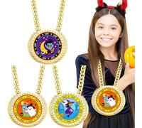 Tondiamo 3 Pieces Halloween Costume Contest Medals Champ Chain Trophy 6 x 5 Inches Colorful Costume Awards Ghost Witch Vampire Medals for Halloween 1st 2nd 3rd Prizes Party Decoration