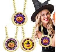 Tondiamo 3 Pieces Halloween Pumpkin Carving Contest Medals Champ Chain Trophy 6 x 5 Inches Colorful Awards Medals for Halloween Pumpkin Carving Contest 1st 2nd 3rd Prizes Party Decoration