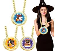 Tondiamo 3 Pieces Halloween Trunk or Treat Medals Champ Chain Trophy 6 x 5 Inches Colorful Awards Medals for Halloween Trunk Decorating Contest 1st 2nd 3rd Prizes Party Decoration