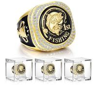 Tondiamo 3 Sets Championship Trophy Ring 1st, 2nd, 3rd with Display Case and Stand Holder Championship Ring Trophies Medals Gift for Award Ceremony Decorations, alloy, acrylic, No Gemstone