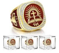 Tondiamo 3 Sets Championship Trophy Ring 1st, 2nd, 3rd with Display Case and Stand Holder Championship Ring Trophies Medals Gift for Award Ceremony Decorations, alloy, acrylic, No Gemstone