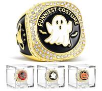 Tondiamo 3 Sets Halloween & Christmas Themed Championship Trophy Ring 1st, 2nd, 3rd with Display Case and Stand Holder, Holiday Party Trophies Medals Gift for Award Ceremony Decorations, alloy