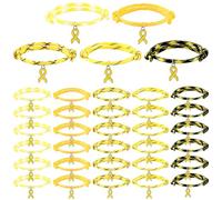 Tondiamo 30 Pcs Childhood Cancer Awareness Bracelets Bulk Adjustable Yellow Ribbon Gold Sarcoma Bladder Endometriosis Bone Cancer Awareness Accessories for Men Women Charity Recognition Public Event