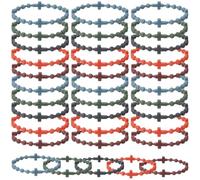 Tondiamo 30 Pcs Friendship Silicone Cross Bracelet Bulk for Women Men, 5 Colors Christian Jesus Prayer Bracelet Religious Faith Belief Gift, the bracelet diameter: 6.28cm/2.47in, Silicone, no gemstone