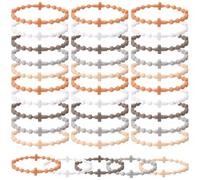 Tondiamo 30 Pcs Friendship Silicone Cross Bracelet Bulk for Women Men, 5 Colors Christian Jesus Prayer Bracelet Religious Faith Belief Gift, the bracelet diameter: 6.28cm/2.47in, Silicone, no gemstone