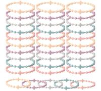 Tondiamo 30 Pcs Friendship Silicone Cross Bracelet Bulk for Women Men, 5 Colors Christian Jesus Prayer Bracelet Religious Faith Belief Gift, the bracelet diameter: 6.28cm/2.47in, Silicone, no gemstone