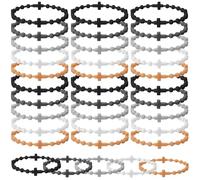 Tondiamo 30 Pcs Friendship Silicone Cross Bracelet Bulk for Women Men, 5 Colors Christian Jesus Prayer Bracelet Religious Faith Belief Gift, the bracelet diameter: 6.28cm/2.47in, Silicone, no gemstone