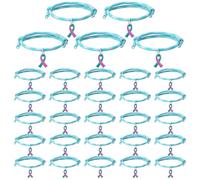 Tondiamo 30 Pcs Suicide Prevention Awareness Bracelets Bulk with Ribbon Purple Teal Ribbon Braided Bracelets for Men Women