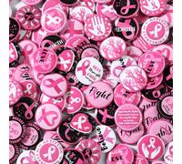Tondiamo 300 Pieces 20 Styles Breast Cancer Awareness Buttons Pins 1 Inch Pink Ribbon Hope Brooch Round Badges Buttons Bulk for Charity Recognition Public Event Breast Cancer Party Favors