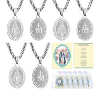 Tondiamo 30pcs Medals Prayer Card Set Stainless Steel Mary Necklace Medal with Holy Pray Card and Organza Bag for Catholic Saints and Prayers