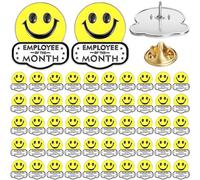 Tondiamo 35 Pcs Employee of The Month Pins Bulk Smile Face Lapel Motivational Certificate Funny Enamel Pins Employee Appreciation Gifts for Award Staff Team
