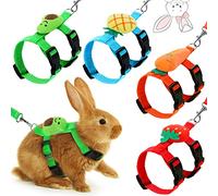 Tondiamo 4 Sets Adjustable Bunny Rabbit Harness and Leash Set Small Pet Cute Vest Harness Leash with Decoration for Bunny Ferret Small Pets(Fruit)