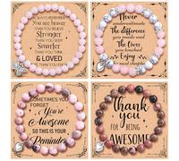 Tondiamo 4PCS Pink Positive Bracelets&Cards Gifts for Her Women, Sometimes You Forget You're Awesome Bracelet, Inspirational Gifts for Mom, Sister, Daughter on Easter Birthday Mother's Day