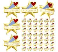 Tondiamo 50 Pcs Awards Gifts Star Performer Lapel Pins Employee of The Month Lapel Pin Recognition Pins Volunteer Star Pins Employee Volunteer Reward Pin(Volunteer)