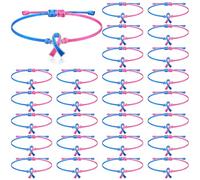 Tondiamo 50 Pcs Infant Loss Awareness Bracelets Pink Blue Ribbon Adjustable Wristband Inspirational Health Awareness Gifts Jewelry Products for Women Men World Sexual Health Day Supplies