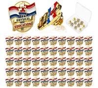 Tondiamo 50 Pcs Physical Education Lapel Pins - Sports Enamel Award Pin Bulk Gift Set for School Athletes, Students, Teachers, Graduation Supplies