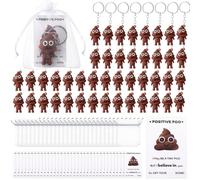Tondiamo 50 Set Positive Poop Keychain Gift Bulk 50 Funny Poo Keychain 50 Poop Inspirational Cards 50 Organza Bag Cheer up Gifts for Christmas Birthday Party Decoration Encouragement Friend