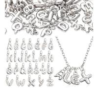Tondiamo 52 Pcs Silver Bubbled A-Z Alphabet Letter Charms Initial Pendant Letters for Jewelry Making 3D Bubble Slide Glitter Trendy Chunky Charms DIY Bracelet Necklace Earrings(Silver, Style C)