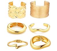 Tondiamo 6 Pcs Chunky Cuff Bangle for Women Vintage Bracelets Acrylic Resin Chunky Bangle Punk Geometric Jewelry Wristband, Inner diameter: approximately 2.56 inches / 6.5 cm, acrylic, resin, alloy