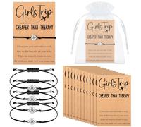 Tondiamo 6 Pcs Girls Trip Bracelet Girls Weekend Getaway Bracelets with Cards for Sisters Friends Bestie Bachelorette Party, Bracelet: for wrist 18 - 24cm/ 7.08 -13.03 inch, alloy nylon kraft paper