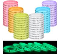 Tondiamo 60 Pcs 8'' Christian Glow in the Dark Wristbands Bulk, Jesus Lights the Way Wristbands, Luminous Silicone Bracelets, Christian Gift for Missionaries Religious Church Giveaway (Multicolor)