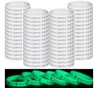 Tondiamo 60 Pcs 8'' Christian Glow in the Dark Wristbands Bulk, Jesus Lights the Way Wristbands, Luminous Silicone Bracelets, Christian Gift for Missionaries Religious Church Giveaway (White)