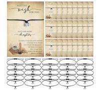 Tondiamo Book Lover Gifts for Women Book Club Gifts Bookworm Bracelet with Wish Card Just One More Chapter Librarian Appreciation charm Bracelet for Women Reading Lover, 6.3-12.6 inches, wax thread