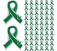 Tondiamo Green Ribbon Lapel Pins Mental Health Awareness Pin Hope Brooch Badge Items Favors Gifts for Campaigns Event, 0.94 x 1.1 inches, Metal, no gemstone