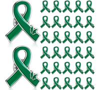 Tondiamo Green Ribbon Mental Health Mental Health Awareness Hope Brooch Badge Gifts Campaign Events, 0.94 x 1.1 inches/ 2.4 x 2.8 cm, Metal, No Gemstone