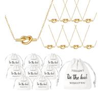 Tondiamo - I Coulnot Tie the Knot Without You Pendant Necklace Set for Bridesmaids Bridesmaids and Small Drawstring Bags Cotton Linen Gift Set of 8, bag about 3.14 X 3.14