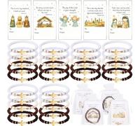 Tondiamo Jesus Cross Bracelets Christian Wristbands Bulk Elastic Clay Beaded Friendship Stackable Bracelets for Women, 7.28 inches/ 18.5 cm (perimeter), clay, no gemstone