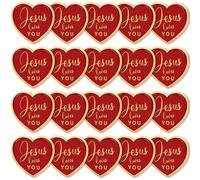 Tondiamo Jesus Loves You Pins Bulk Religious Heart Pins Bulk Christian Church Gifts for Sunday School Church Visitors Members Clergy, Metal, no gemstone
