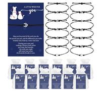 Tondiamo National Pet Volunteer Appreciation Bracelet Veterinary Assistant Appreciation Gift Bulk Adjustable String Paw Bracelet with Thank You Card for Pet Lover Vet Tech, as show, alloy, no gemstone