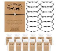 Tondiamo National Pet Volunteer Appreciation Bracelet Veterinary Assistant Appreciation Gift Bulk Adjustable String Paw Bracelet with Thank You Card for Pet Lover Vet Tech, as show, alloy, no gemstone