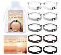Tondiamo Pastor Appreciation Gift for Church Cross Bracelet Christian Adjustable Braided Jesus Wristband Religious Bible Verse Psalm 103:13 Scripture Cards Organza Bag Easter Basket Stuffers, Bracelet